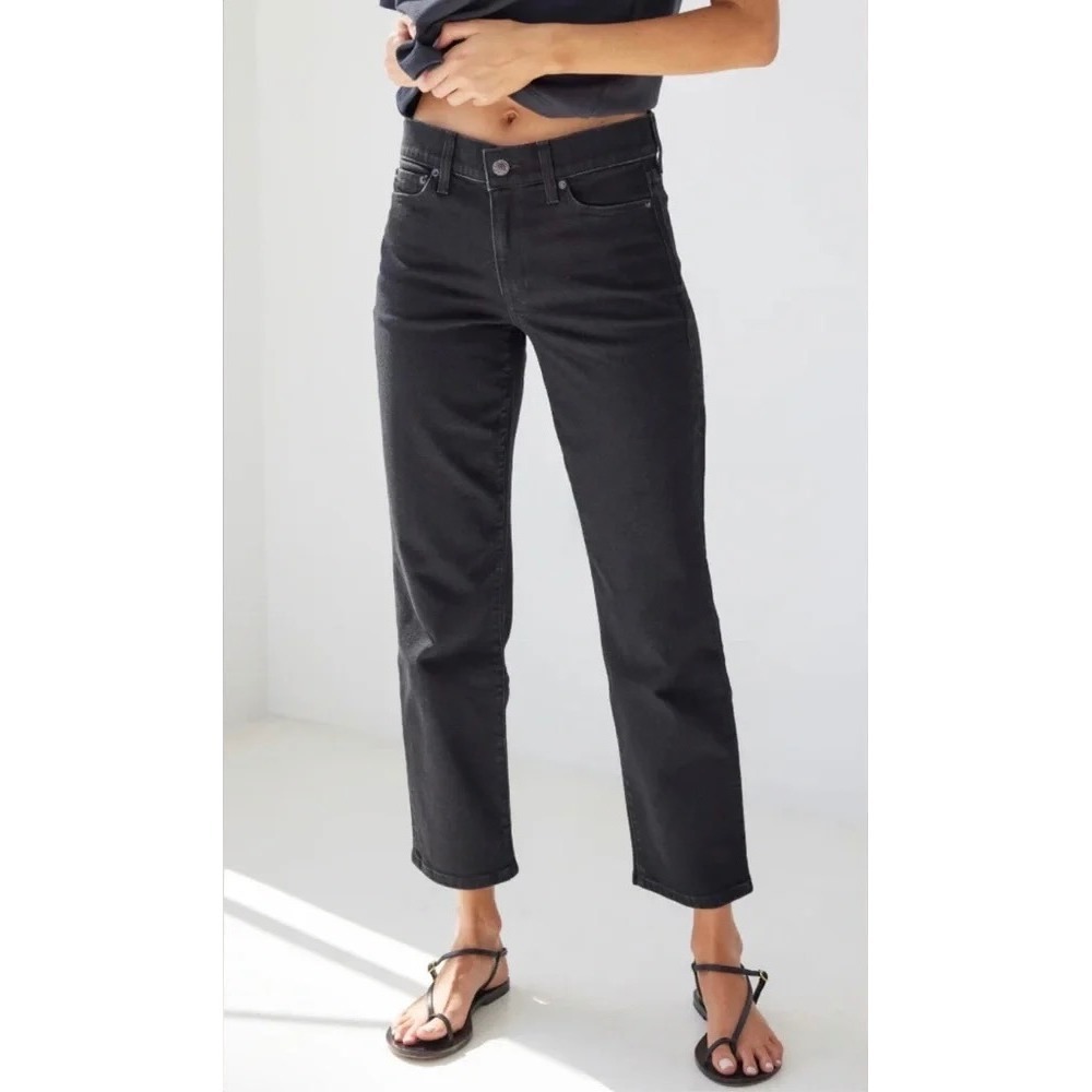 AYR The Frenchie Size 30 Black Nightlife Cropped Straight Leg Jeans